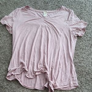 Matty M Light Pink Striped Short Sleeve Top